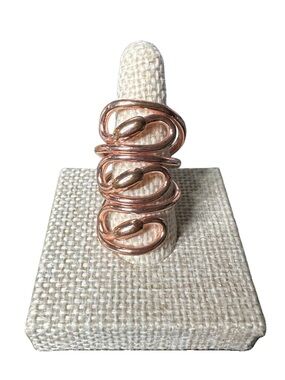 Handcrafted Rose Gold Spiral Wrap Ring - Metallic Rosa